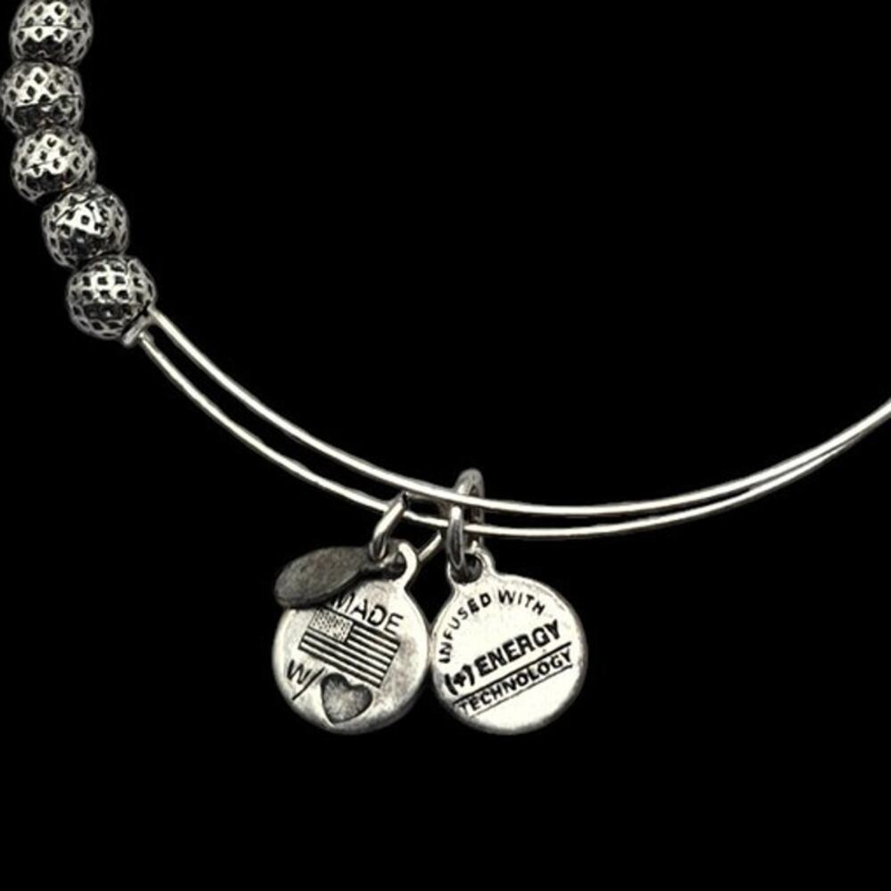 Alex and Ani Beaded Silver-Tone Energy Charm Bracelet - Picture 3 of 9